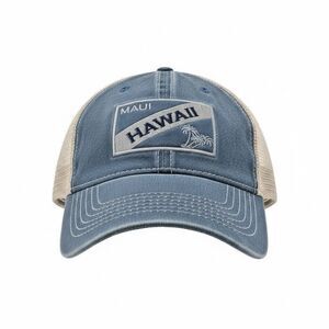 Maui Hawaii Aloha Blue Mesh Back Adjustable Baseball Cap EUC